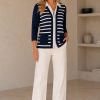 KAV2667-3-fullbody-ecommerce Kalisson Navy Stripe Knit Cardigan with Zip Detail