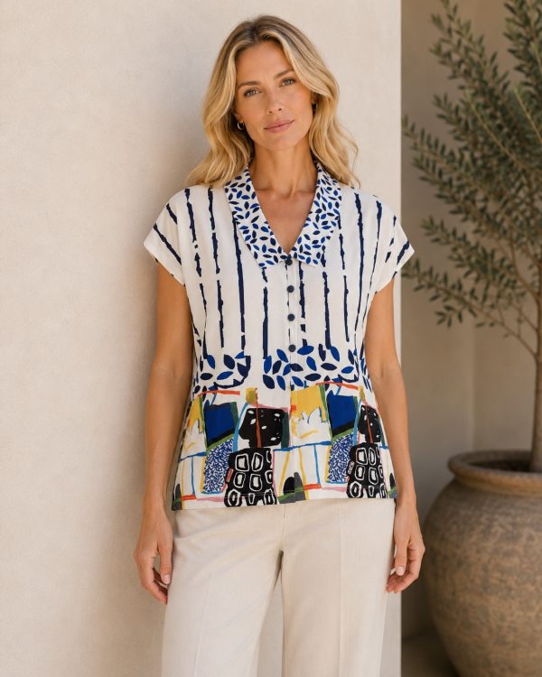 KAV2672-01-front-upperbody Kalisson Printed Polyester Blouse