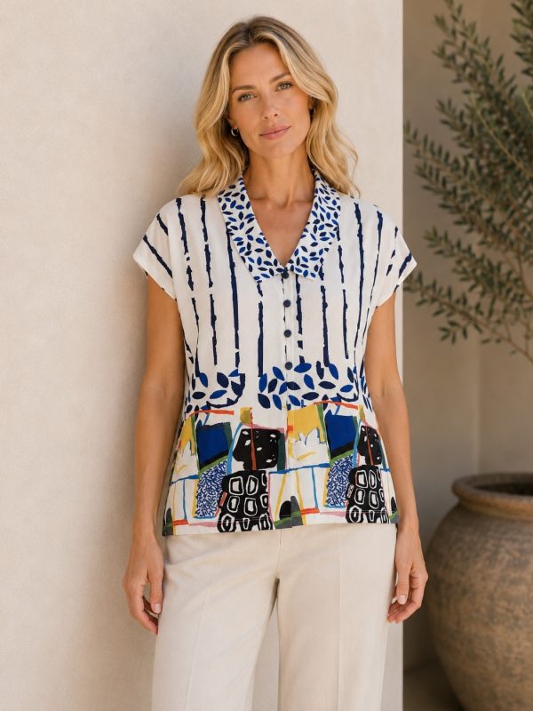 KAV2672-01-front-upperbody Kalisson Printed Polyester Blouse