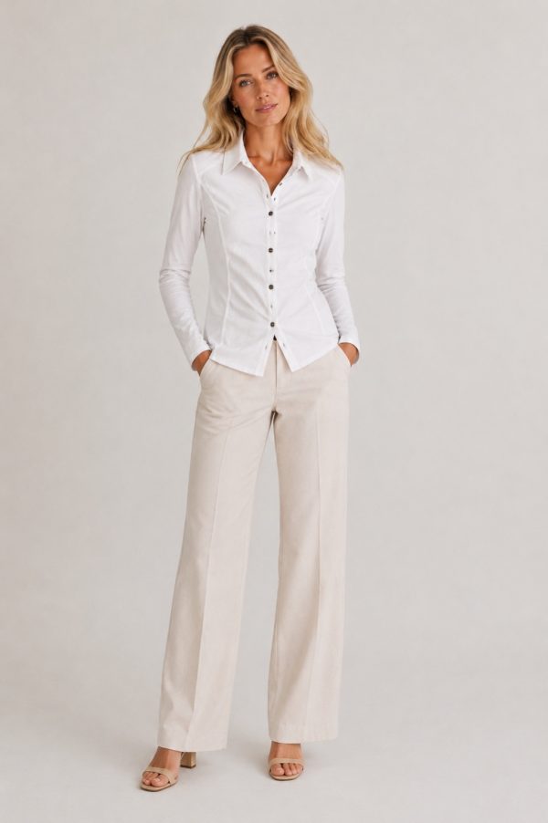 KAV2674-03-full-body Kalisson White Fitted Cotton Shirt