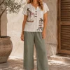 KAV2681-04-lifestyle Kalisson Safari Print Short Sleeve Top