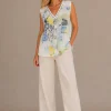 KAV2687-03-full-body Kalisson White Blue Yellow Abstract Sleeveless Blouse