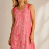 KAV2689-01-front Kalisson coral floral sleeveless knee length dress