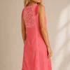 KAV2689-02-back Kalisson coral floral sleeveless knee length dress