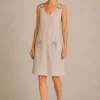 KAV2691-03-full-body Kalisson beige sleeveless linen cotton dress with decorative shoulder rings