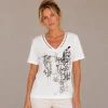 KAV2692-01-front Kalisson White Abstract Print T-Shirt
