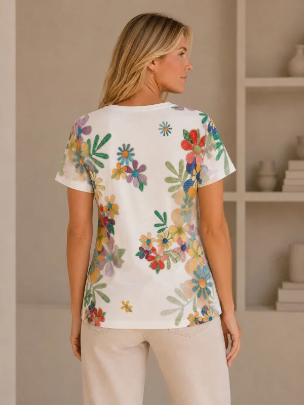 KAV2694-02 Kalisson Floral Print Cotton T-Shirt