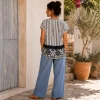 KAV2696_M2-2 Kalisson Printed V-Neck Blouse