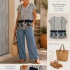 KAV2696_M2-4 Kalisson Printed V-Neck Blouse
