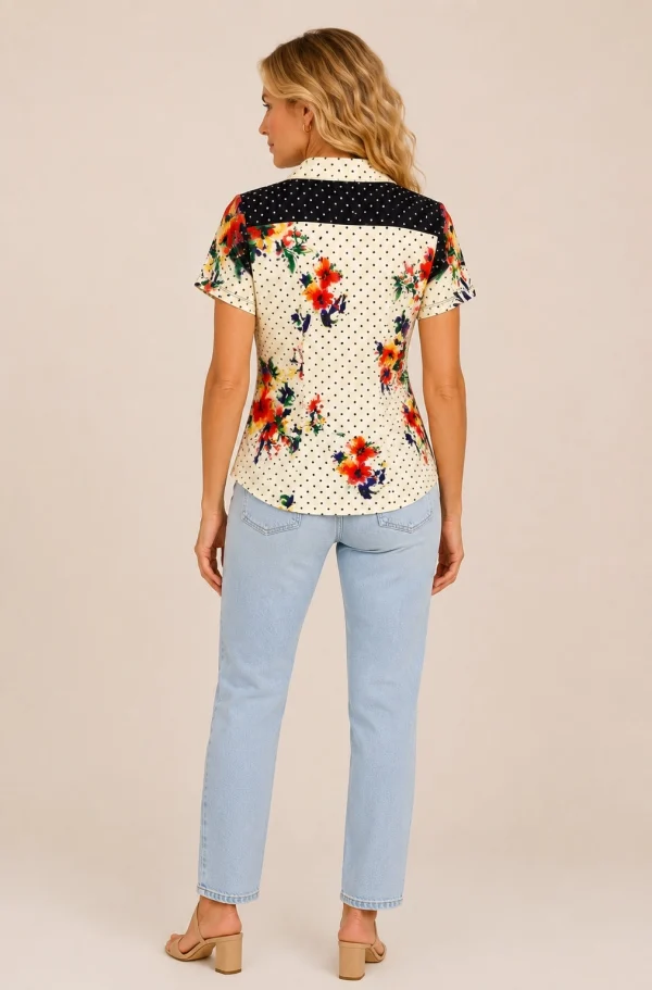 KAV2697-03-back Kalisson floral printed short sleeve shirt
