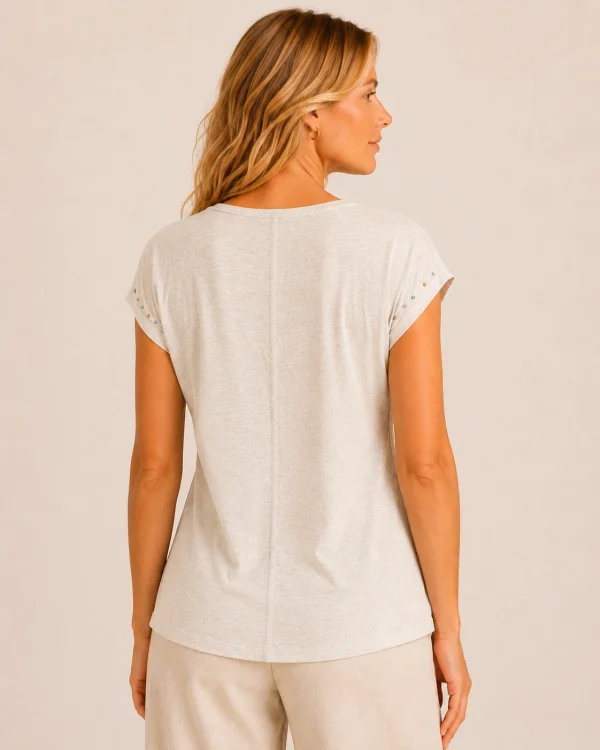KAV2698-02-back Kalisson beige abstract print cotton blend top