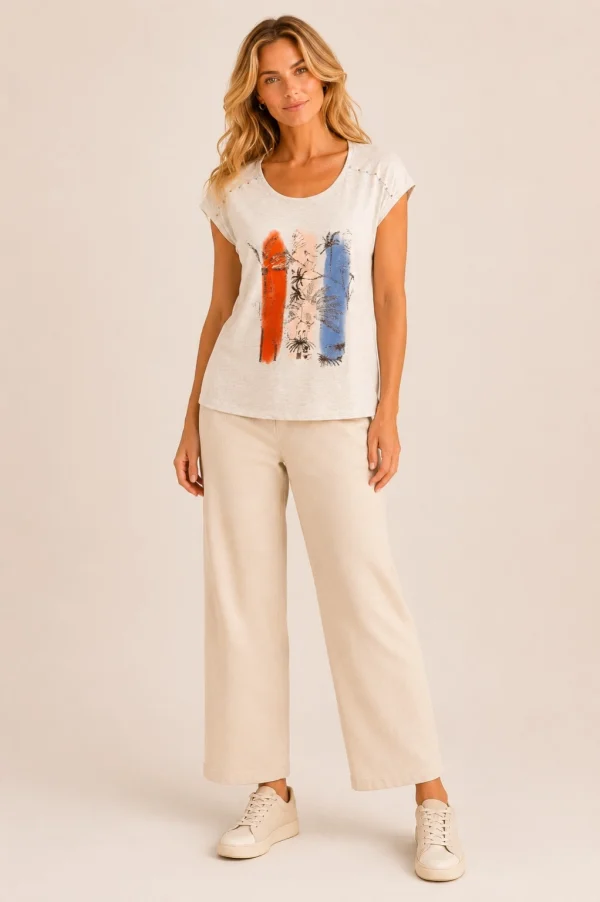 KAV2698-03-full-body Kalisson beige abstract print cotton blend top