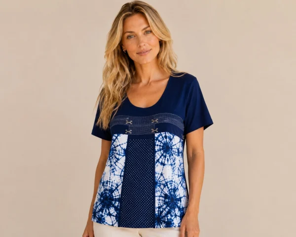 Kalisson blue printed viscose cotton top