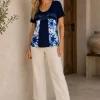 Kalisson blue printed viscose cotton top