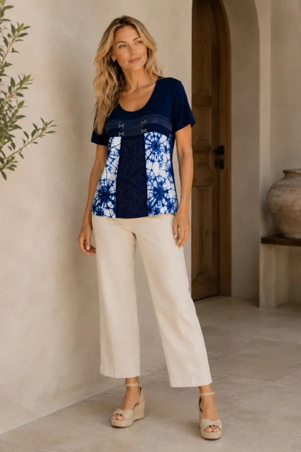 Kalisson blue printed viscose cotton top