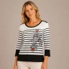 Kav26107-01-front Kalisson Black White Stripe Cotton Top
