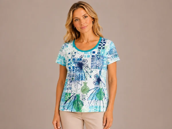 Kav26108-01-front Kalisson Abstract Print Cotton Top