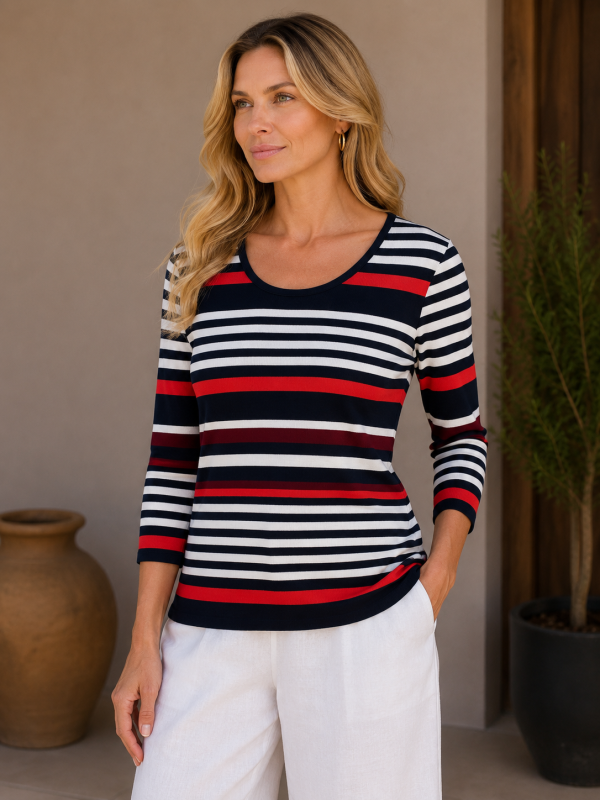 Kav26114-01-front Kav26114-01-front Kalisson Striped Cotton Top