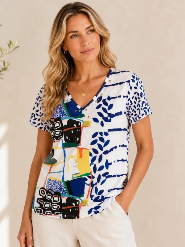 Kav26115-02-back Kalisson abstract blue print cotton top
