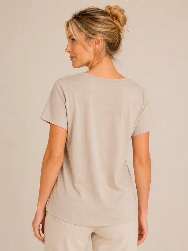 Kav26116-02-back Kalisson beige printed cotton top with artistic illustration
