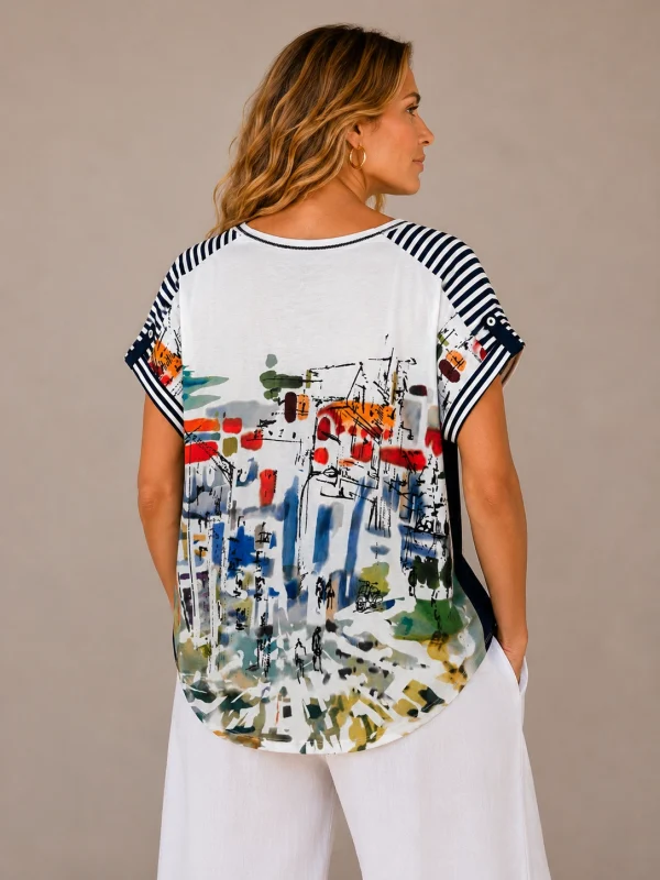 Kav26117-02-back-34 Kav26117-02-back-34 Kalisson Abstract Print Cotton Top