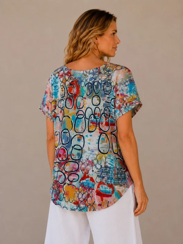 Kav26118-02-back Kav26118-02-back Kalisson Abstract Print Cotton Top