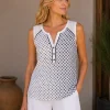 Kav26122-01-front Kalisson Sleeveless Polka Dot Top