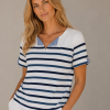 Kav26125-01-front-34 Kalisson Navy Stripe Cotton Top
