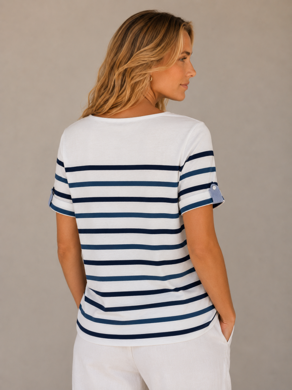 Kav26125-02-back-34 Kalisson Navy Stripe Cotton Top