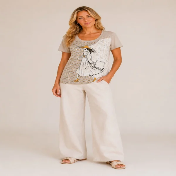 Kav26126-03-fullbody Kalisson beige printed cotton top