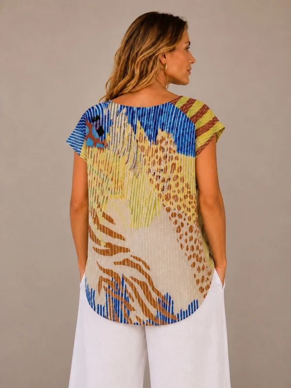 Kav26139-02-back-34 Kav26139-02-back-34 Kalisson Abstract Print Viscose Top