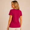 Kav26156-02-back Kalisson fuchsia floral short sleeve cotton top