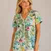 Kav26159-01-front Kalisson multicolour abstract cotton V-neck top