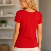 Kav26202-02-back Kalisson Red Ribbed Cotton Top