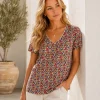 Kav26206-01-lifestyle Kalisson floral viscose V-neck top