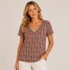 Kav26206-02-front Kalisson floral viscose V-neck top