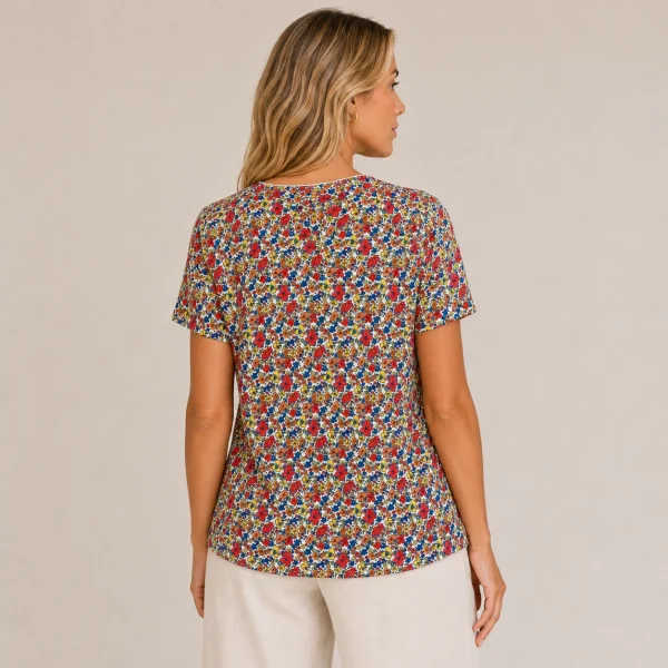 Kav26206-03-back Kalisson floral viscose V-neck top