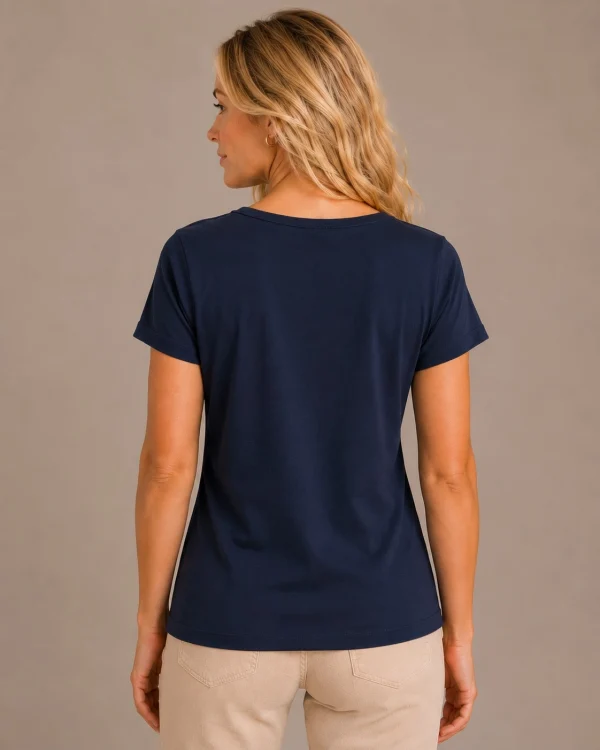Kav2621-02-back Kalisson Navy Floral Cotton Top