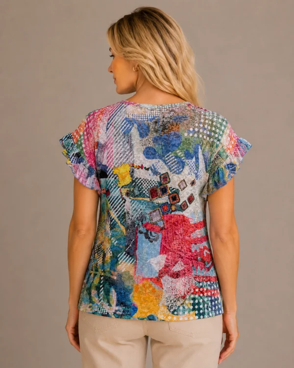 Kav2623-02-back Kalisson colourful abstract print top