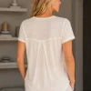 Kav2652-02-back Kalisson cream printed viscose short sleeve top