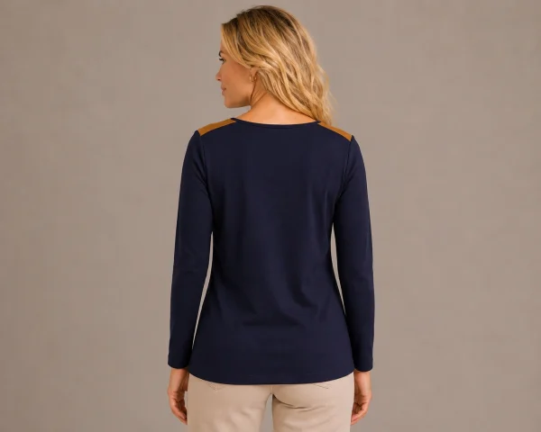 Kav2661-02-back Kalisson Navy Graphic Cotton Top