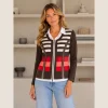Kalisson Brown Stripe Zip Top