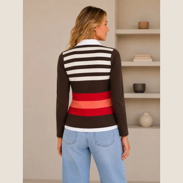 Kalisson Brown Stripe Zip Top