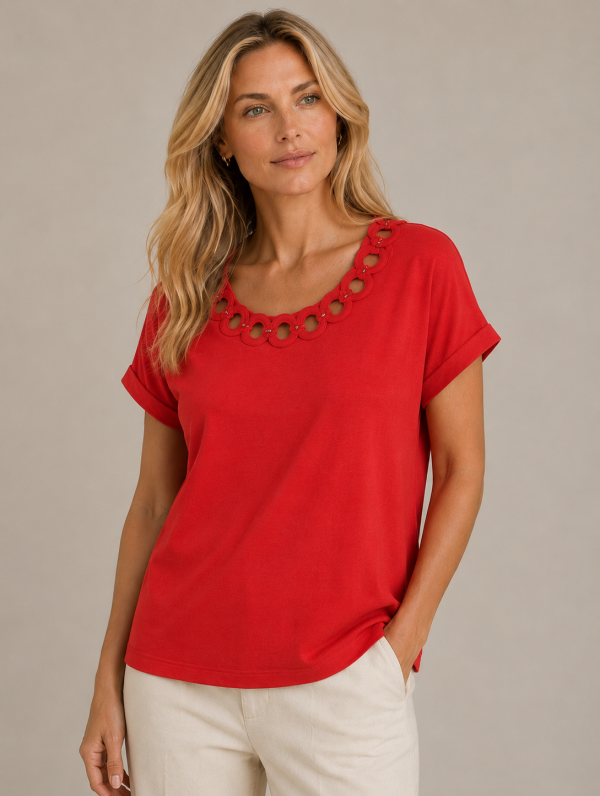 KAV2690 Kalisson Red Cotton Top