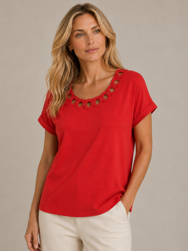 KAV2690 Kalisson Red Cotton Top