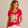 008099C9-73DC-4289-987F-844E360A94CA Kalisson pink floral cotton t-shirt with floral front print.