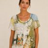 53805C17-8152-47E2-AC38-58060969E405 Kalisson Green Abstract Print Cotton T-Shirt