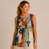 Kalisson floral print cotton T-shirt with decorative applique