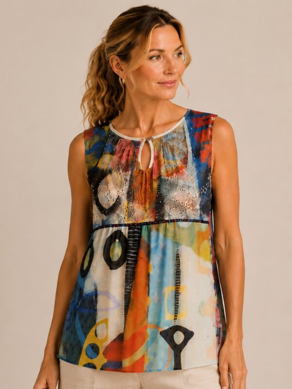Kalisson floral print cotton T-shirt with decorative applique