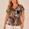 BAGV2603-01-front Bagoraz abstract print cotton top brown beige